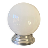 Ceiling light fixture globe white opal glass 20 cm aluminium base