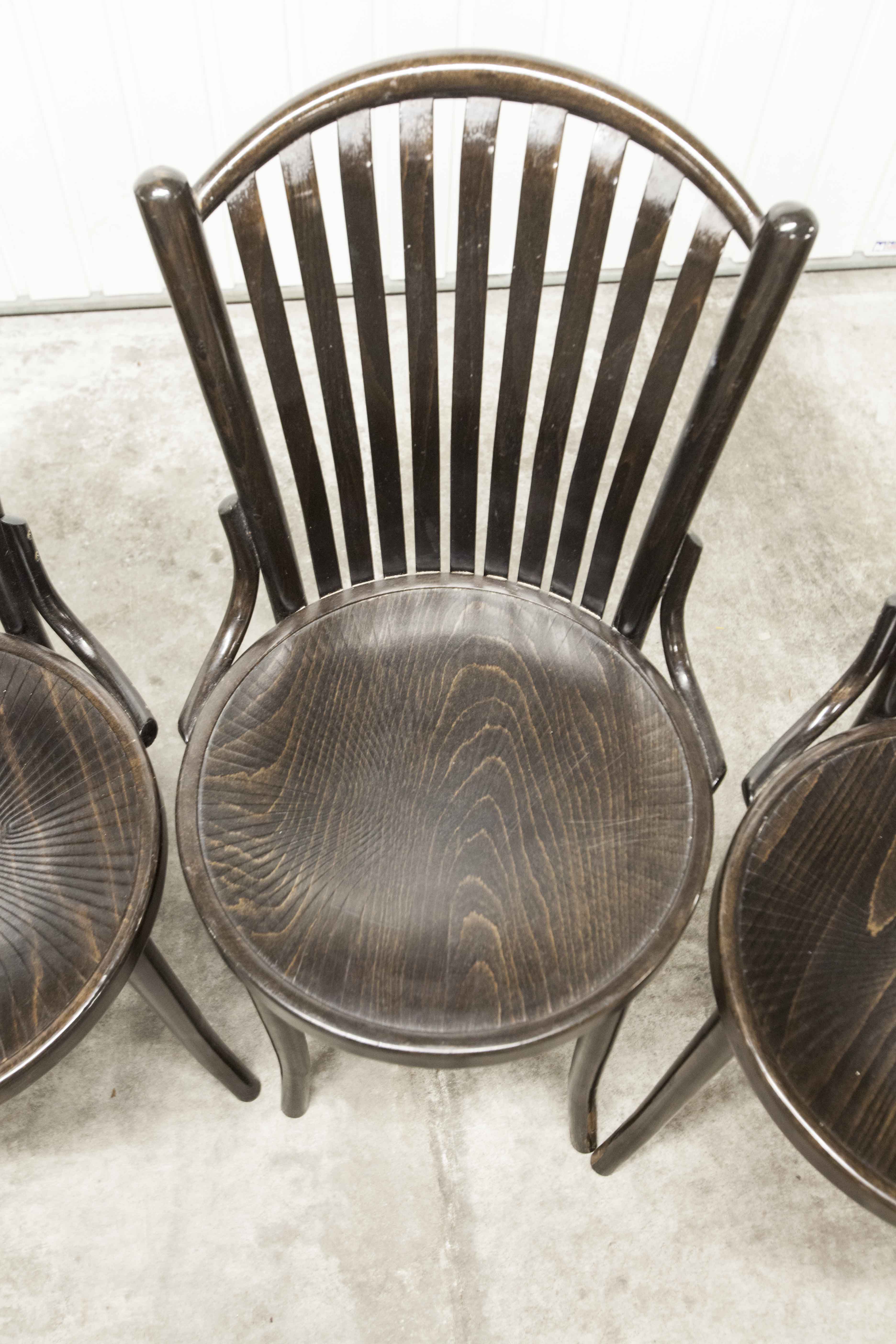 Set of 6 chairs Bistrot Baumann ref 22 curved wood