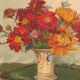 Painting oil flowers signed Alphonsine artist bouquet side