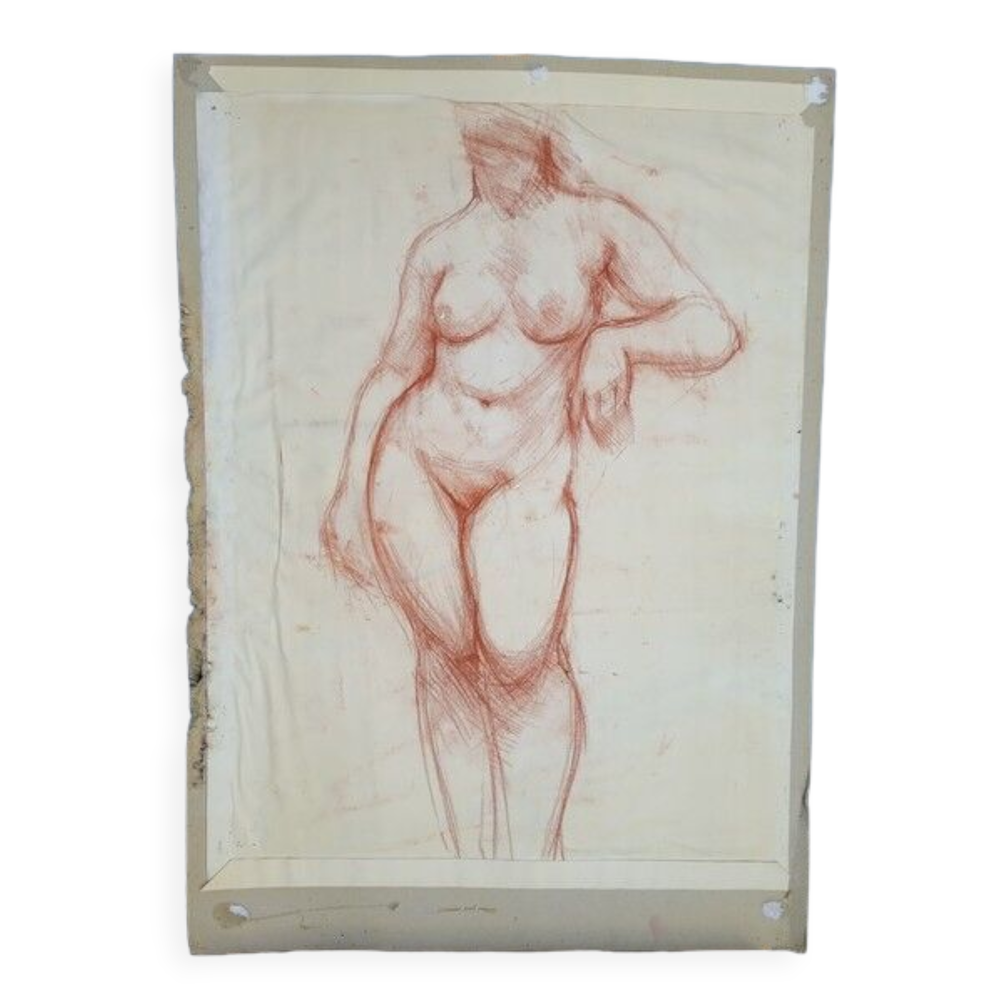 Drawing sanguine study nude female 67/50cm 1950