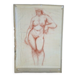 Drawing sanguine study nude female 67/50cm 1950