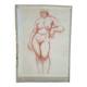 Drawing sanguine study nude female 67/50cm 1950