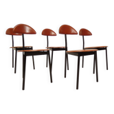 Set of 5 Linea Veam leather tripod chairs