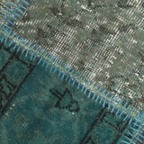 7x10 Green Vintage Patchwork Rug 300x210Cm