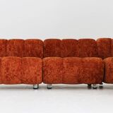 Canapé modulable vintage italien Giuseppe Munari en velours orange, Italie, années 1970