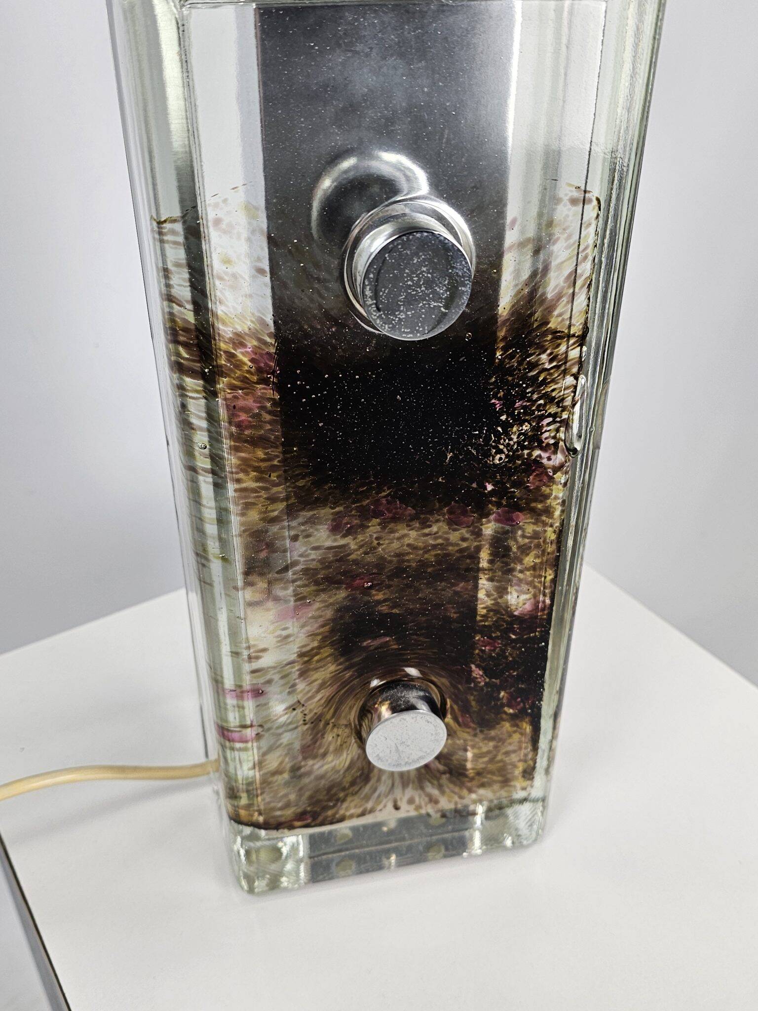 Table lamp from Glashutte Limburg thick glass floral theme