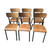 Lot of six vintage school chairs