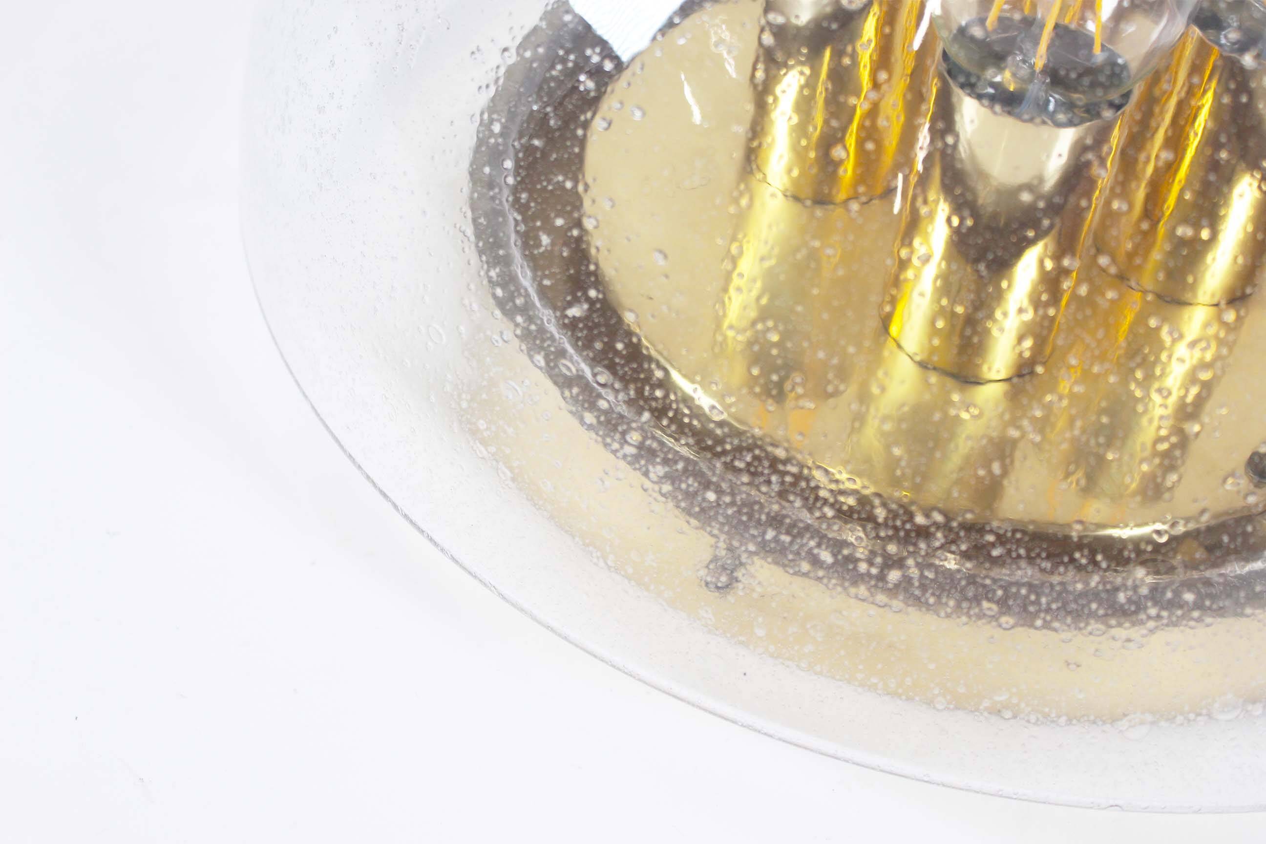 Large clear bubble glass flush mount light by Glashutte Limburg
