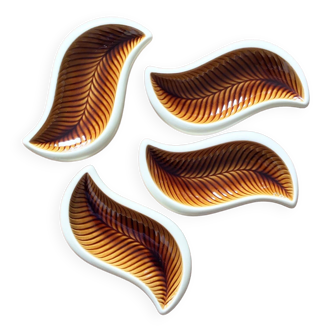4 dishes Verceram vintage leaves