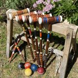 Old wooden croquet game
