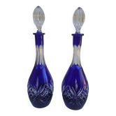 Paire de carafes en cristal bleu cobalt
