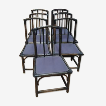 Lot de 7 chaises en bambou