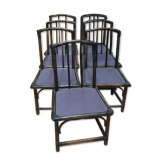 Lot de 7 chaises en bambou