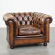 Classic Genuine Leather English Chesterfield Armchair in Good Condition