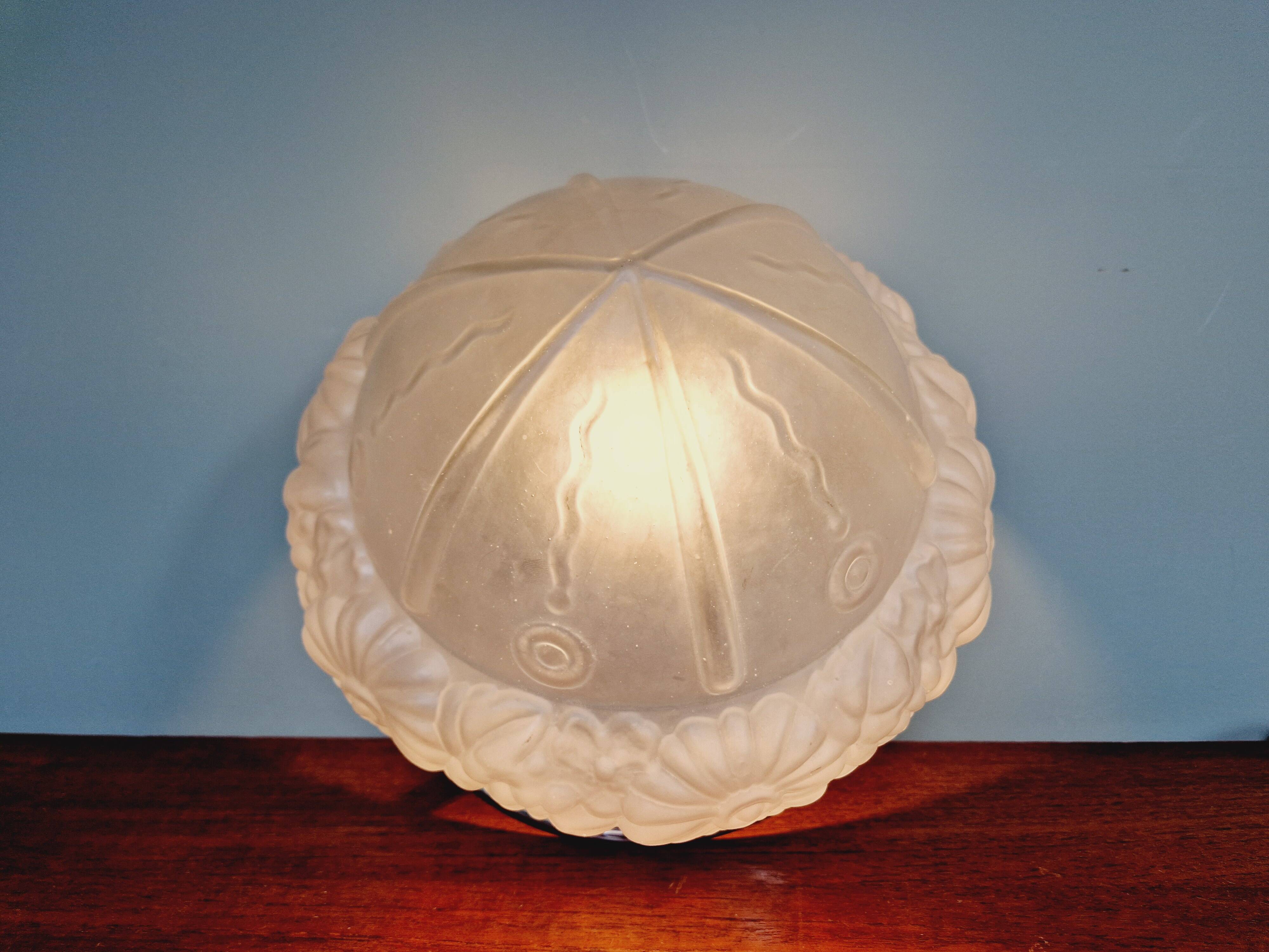Art Deco ceiling lamp in satin glass, 1920s-30s
