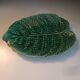 Green earthenware leaf dish – Sarreguemines France, circa 1955