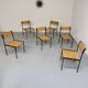 6 anciennes chaises en métal et bois design italien des années 80 vintage