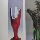 Designer vase in the shape of a tulip from the 70s, orange red blown glass, Dragan Drobnjak