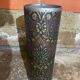 Vintage Lincrusta Loreid Umbrella Stand in Leather with Metal Rim