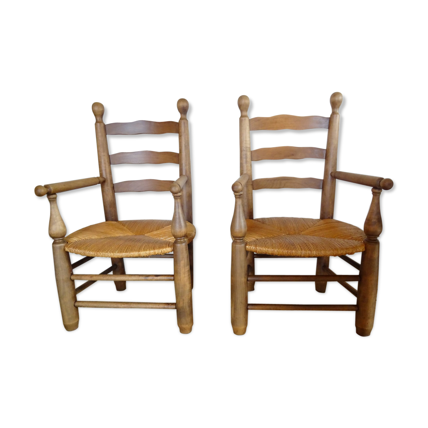 Pair of mulched brutalist armchairs