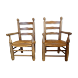 Pair of mulched brutalist armchairs