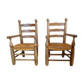 Pair of mulched brutalist armchairs