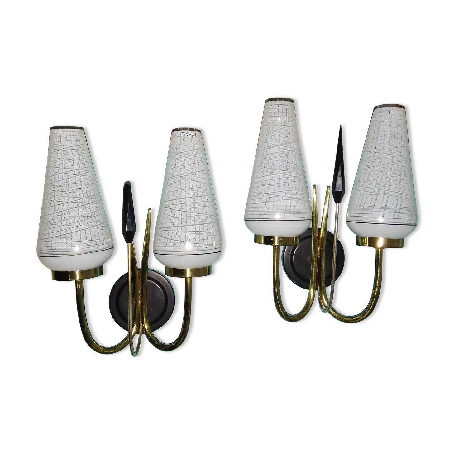 Pair of double vintage wall lights
