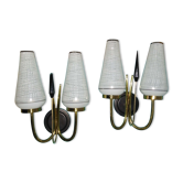 Pair of double vintage wall lights