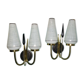 Pair of double vintage wall lights