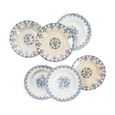 Lot 6 assiettes creuses dépareillées Terre de fer