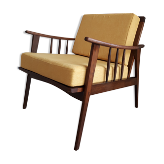 Yellow armchair 60s vintage wooden