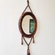 Miroir mural vintage en perles de bois