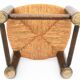 Chaise basse paillée, dite chaise de cheminée style brutaliste
