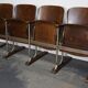 Vintage 4-seater cinema bench in metal and wood, Netherlands, 1930s