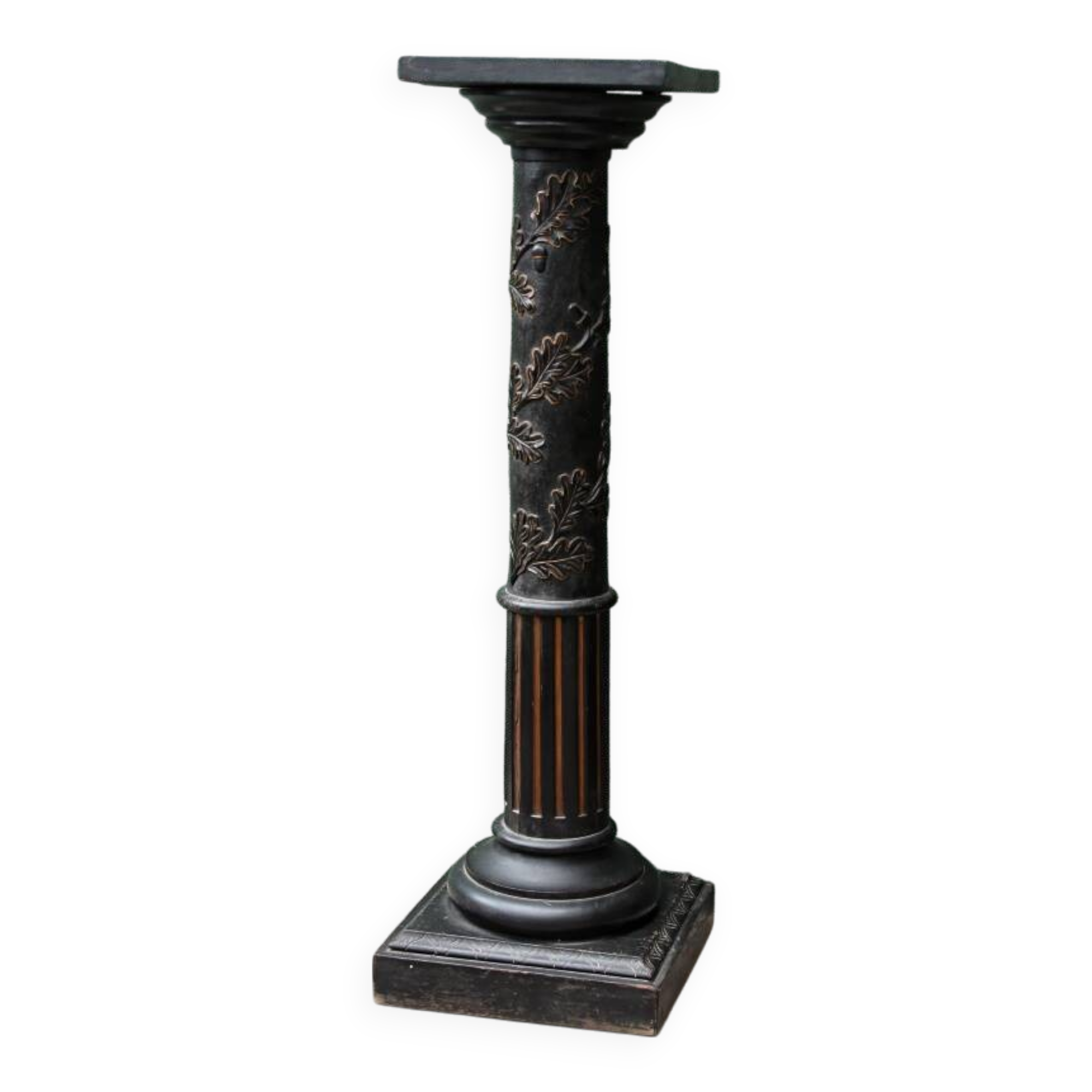 Napoleon 3 carved wooden column oak leaves