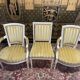 Pair of Louis XVI style cabriolet armchairs and Louis XVI chair