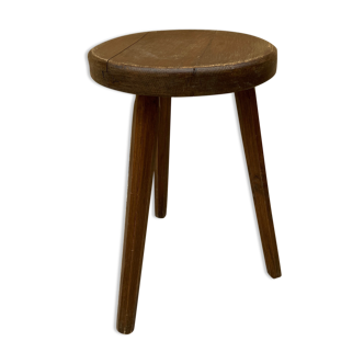 Tripod wooden stool vintage design 1960