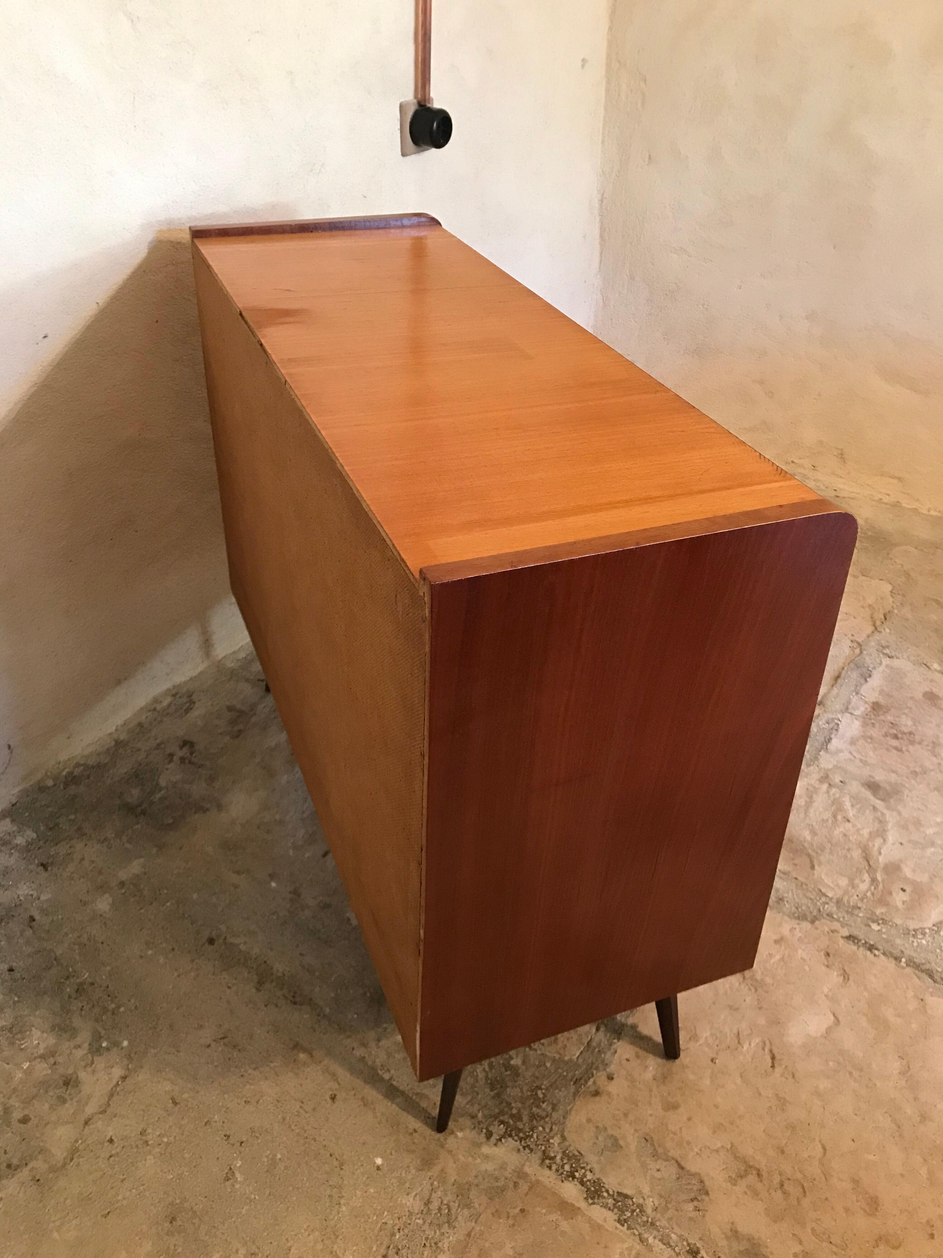Vintage storage cabinet sliding doors feet compass