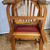 Set of four solid oak monastery style chairs