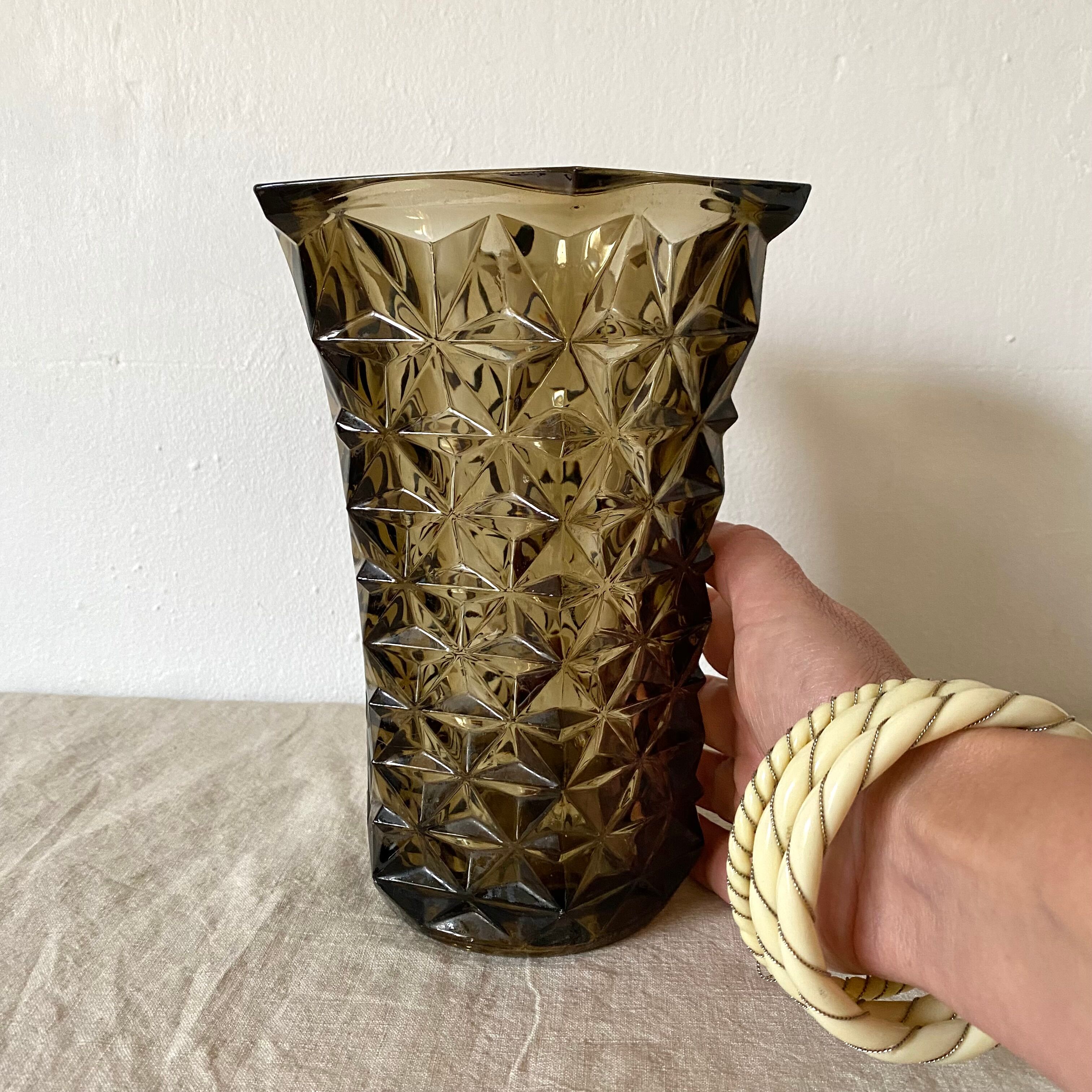 Vintage smoked glass vases