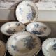 Série de 7 assiettes creuses en faïence Sarreguemines modèle Flore