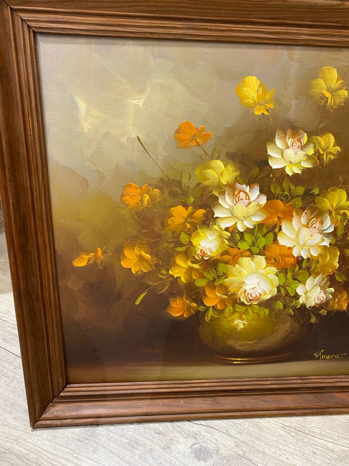 Oil on canvas bouquet flower Robert Cox