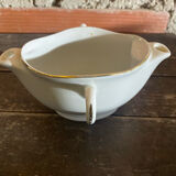 Double Sauce Boat Antique Gras & Maigre White Porcelain #D906