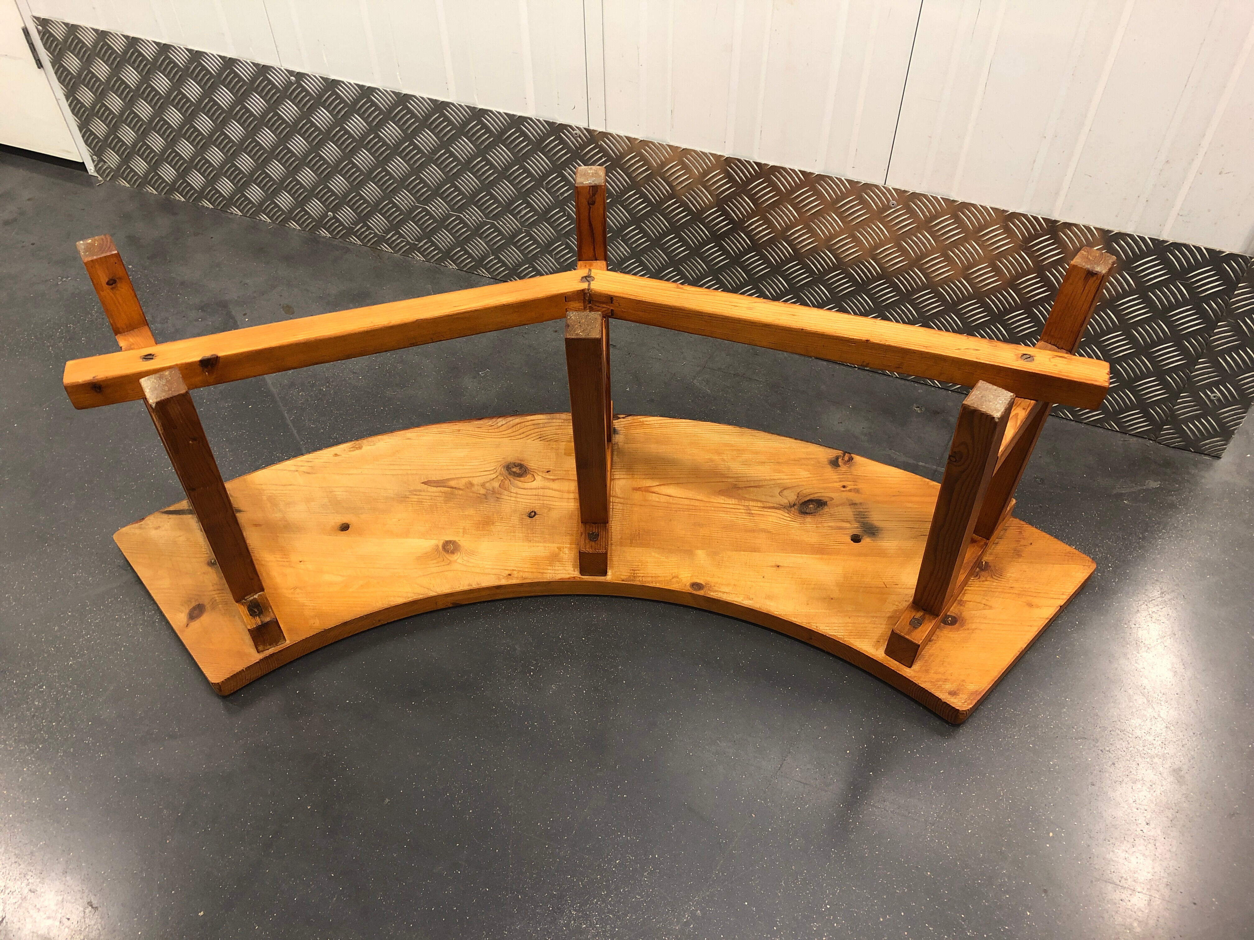 Chalet-style pine bench circa 1960