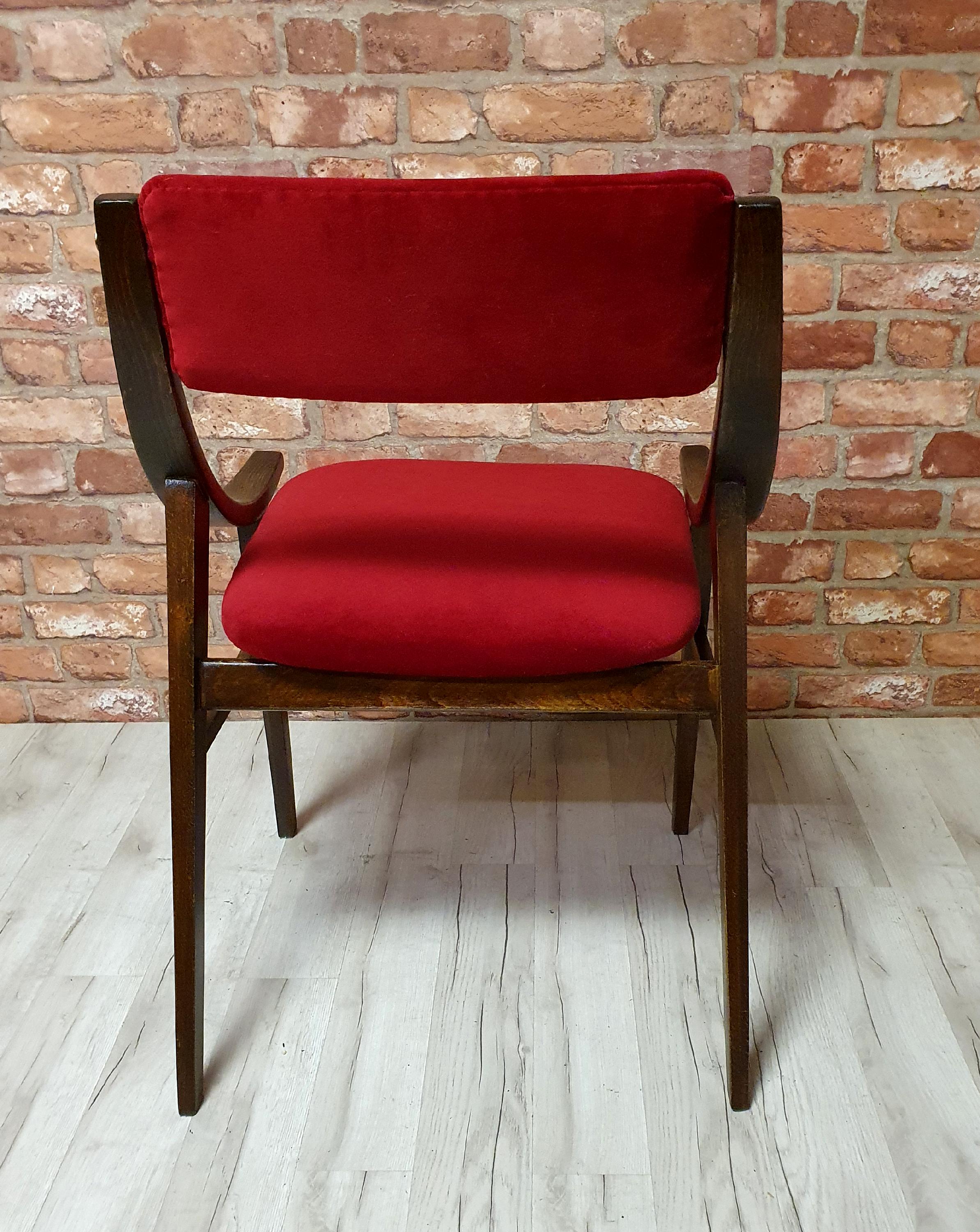 Chair GFM-57 "Jumper" designed by J. Kędziorek, Poland 1960s, red