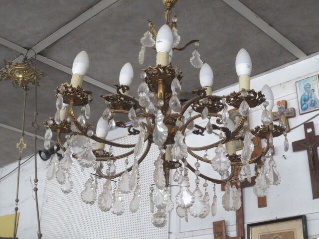 Lustre en bronze à pampilles