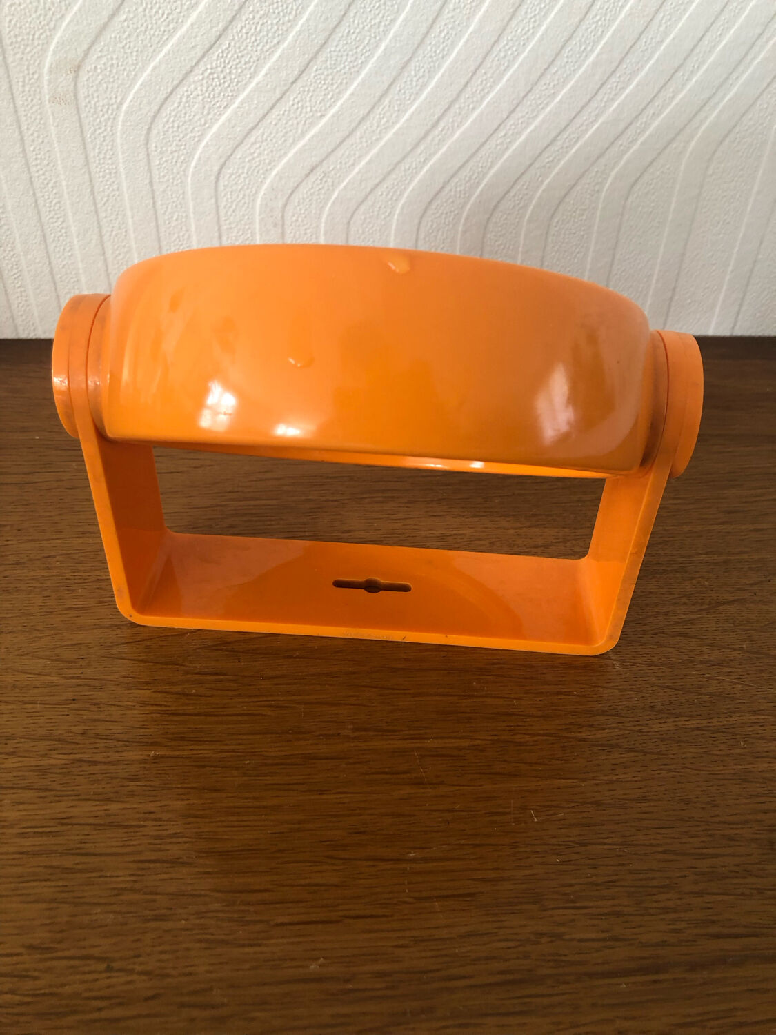 Orange plastic makeup mirror Vintage year 70
