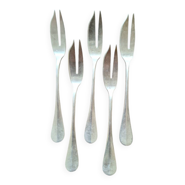 Lot de 5 fourchettes à gâteau en métal argenté