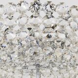 Grand lustre en laiton nickelé Bakalowits avec cristaux en diamant, Autriche, 1950