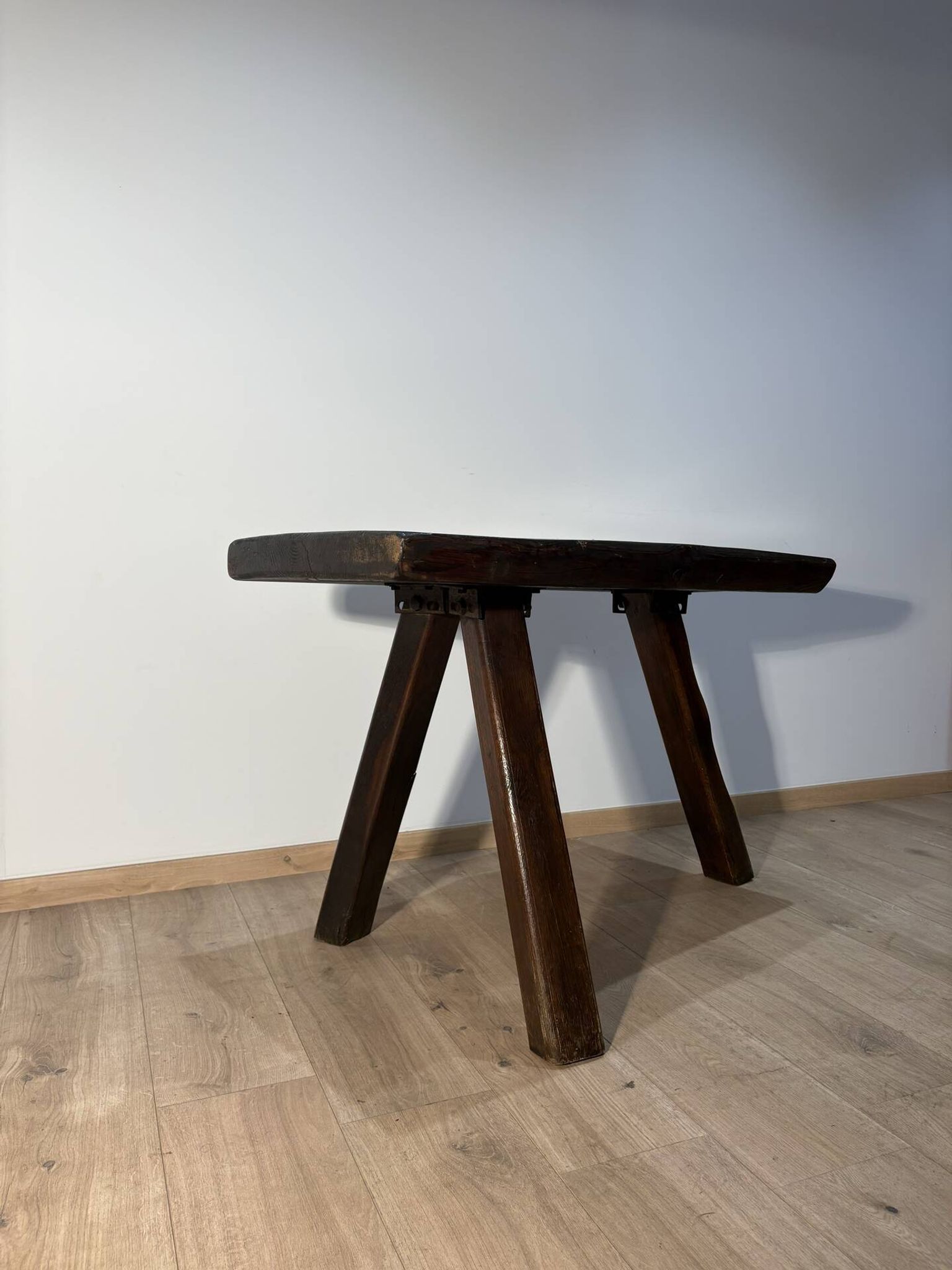 Brutalist table made of solid oak.